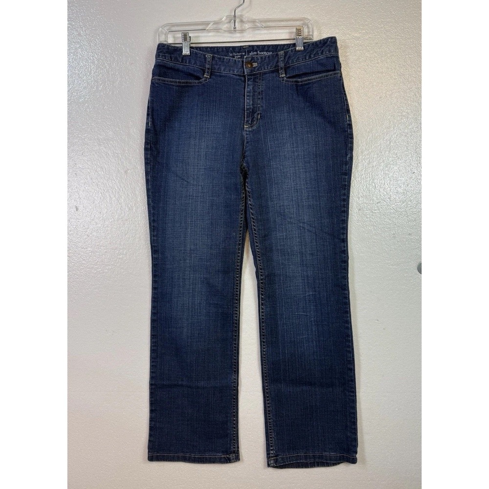 Liz Claiborne Slim Bootcut Jeans Womens Sz 10 Blue Stretch Denim Mid Rise